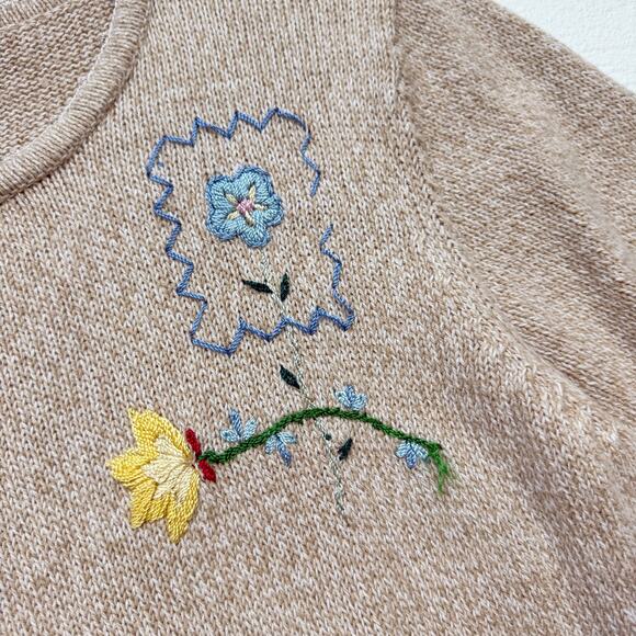 Vintage 90s Salon Studio Embroidered Knit Short Sleeve Sweater, Size XL - Picture 5 of 8